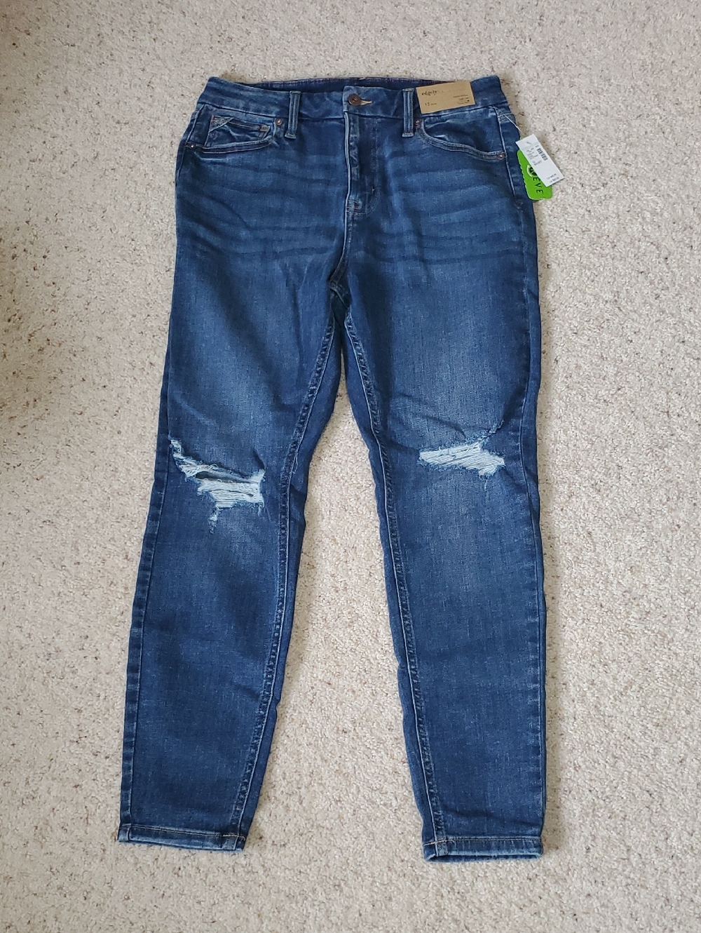 Edgely Women’s Dark Blue Distressed Skinny Jeans